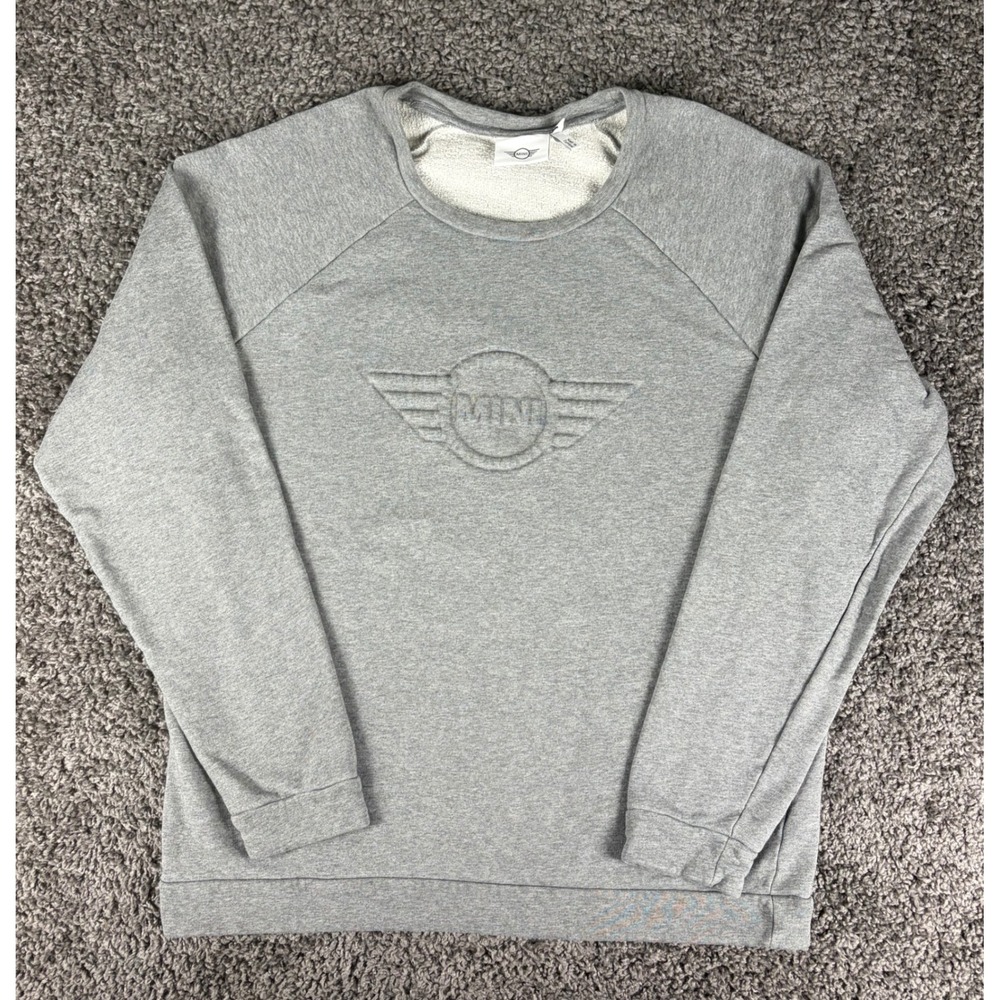 Mini Cooper Mens XL Grey Embossed Wing Logo Raglan Sweatshirt Made in Portugal